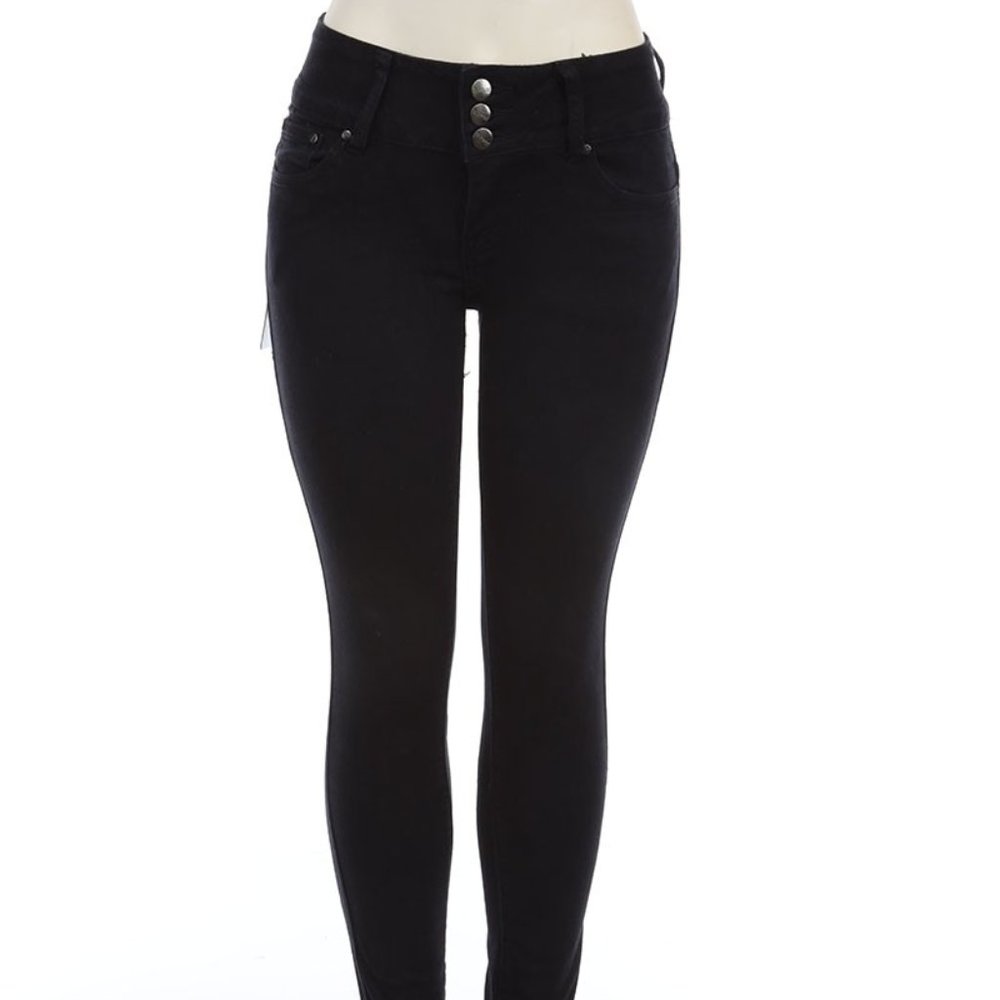 Basic Women Jean Stretch Skinny Comfortable Perfect Fit 3 buttons size 5 black